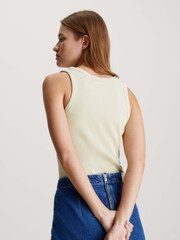 Calvin Klein Green Logo Rib Tank Top - Image 2 of 9