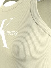 Calvin Klein Green Logo Rib Tank Top - Image 8 of 9