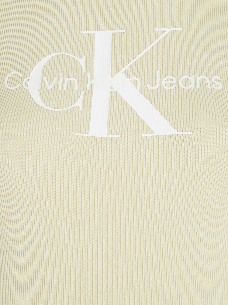 Calvin Klein Green Logo Rib Tank Top - Image 9 of 9