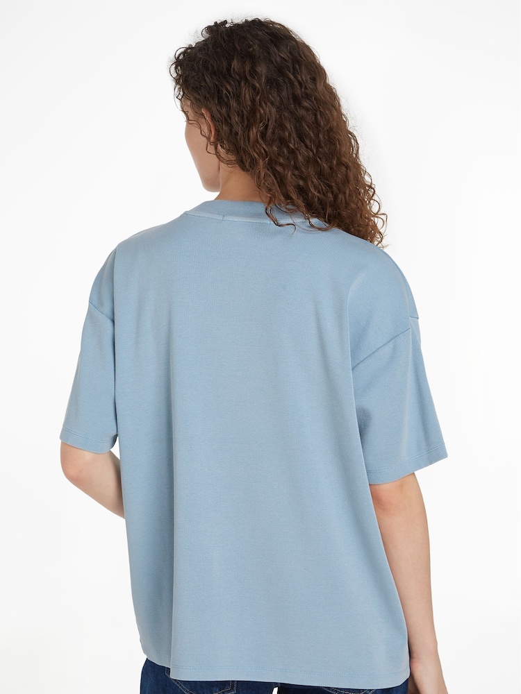 Calvin Klein Blue Boyfriend Rib Label T-Shirt - Image 2 of 7 Calvin Klein Blue Boyfriend Rib Label T-Shirt - Image 2 of 7