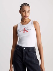 Calvin Klein White Logo Rib Tank - Image 1 of 10