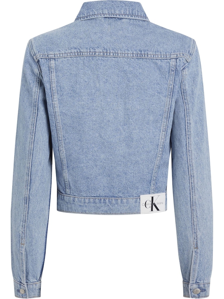Calvin Klein Blue 100% Cotton Cropped 90s Denim Jacket - Image 2 of 4 Calvin Klein Blue 100% Cotton Cropped 90s Denim Jacket - Image 2 of 4