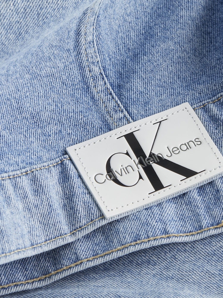 Calvin Klein Blue 100% Cotton Cropped 90s Denim Jacket - Image 4 of 4