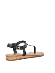 Dune London Black Slim Print Lari Wedge Toe Post Sandals - Image 5 of 7