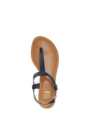 Dune London Black Slim Print Lari Wedge Toe Post Sandals - Image 6 of 7
