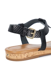 Dune London Black Slim Print Lari Wedge Toe Post Sandals - Image 7 of 7