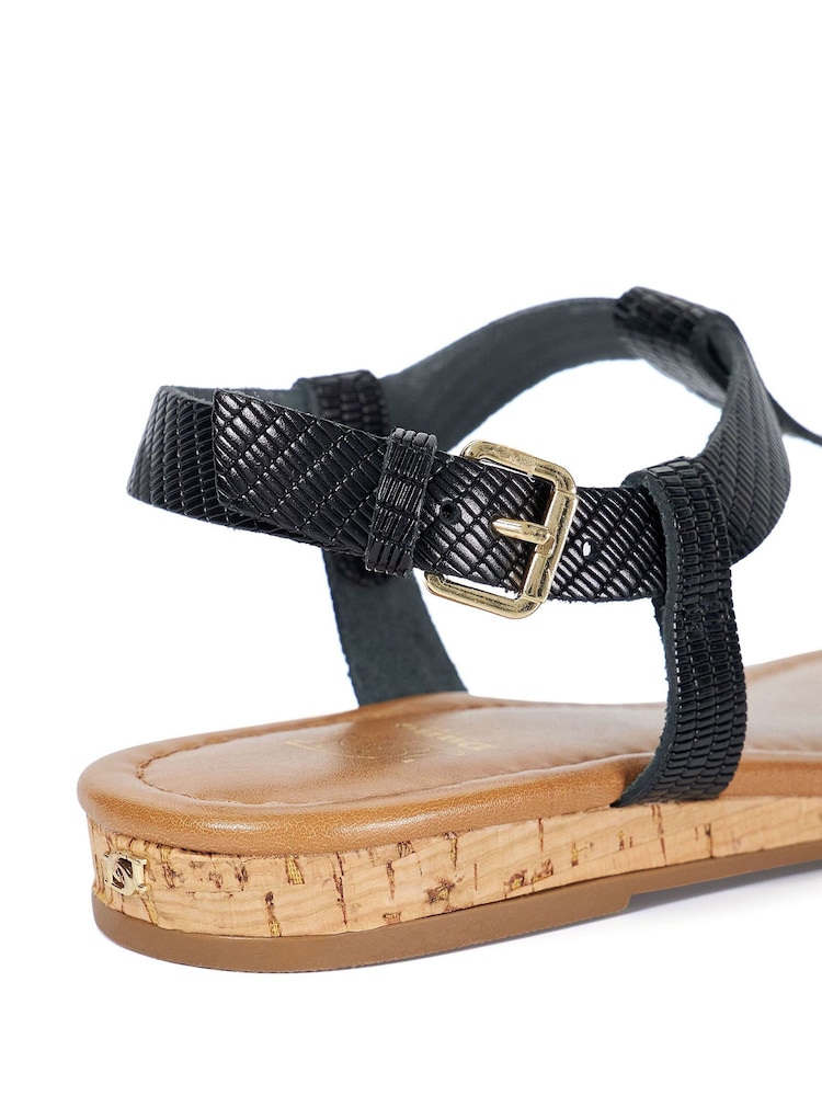 Dune London Black Slim Print Lari Wedge Toe Post Sandals - Image 7 of 7