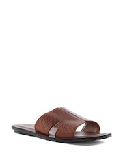 Marrón - Dune London Initially Tumbled Leather Flat Sandals - Imagen 3 de 7