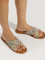 Dune London Black Lumas Sequin Slider Sandals - Image 1 of 7