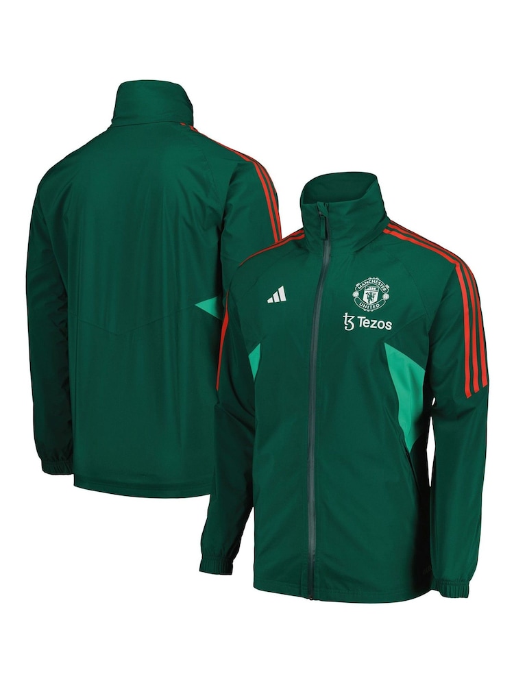 adidas Green Manchester United Training Rain Jacket - Image 1 of 3