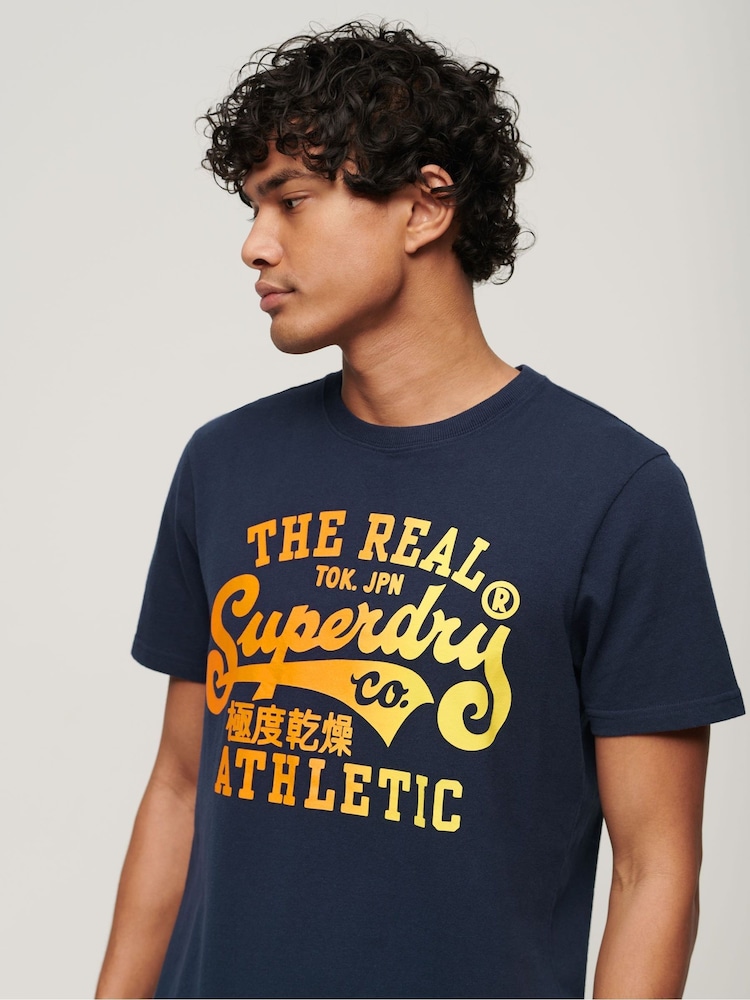 Superdry Blue Reworked Classic Graphic T-Shirt - Image 3 of 3
