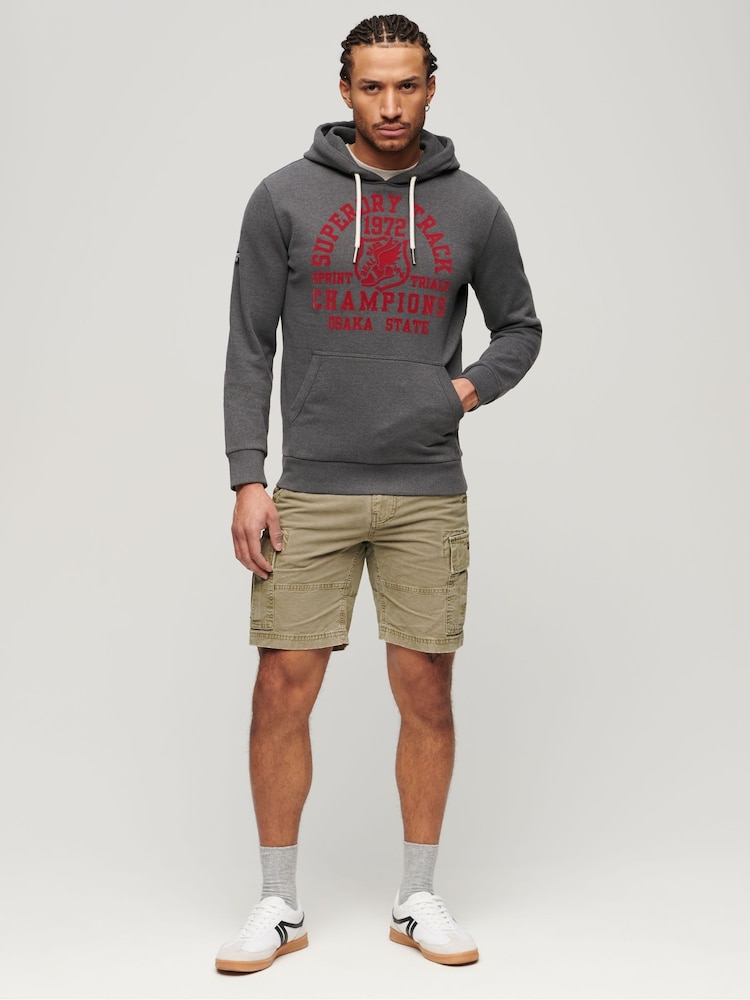 Superdry Grey Track And Field Athletic Graphic Hoodie - Image 2 of 4 Superdry Grey Track And Field Athletic Graphic Hoodie - Image 2 of 4