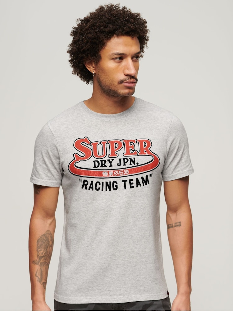 Superdry Grey Reworked Classic Graphic T-Shirt - Image 1 of 3