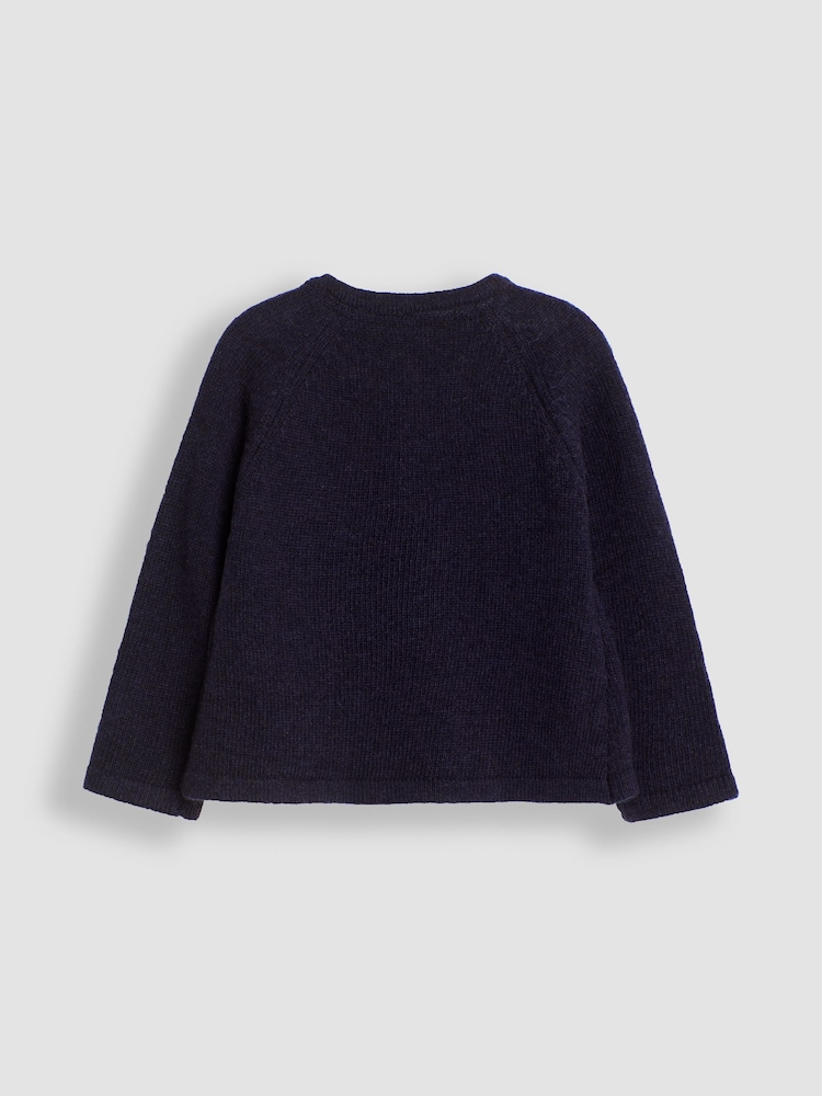 JoJo Maman Bébé Navy Robin Embroidered Cardigan - Image 2 of 3