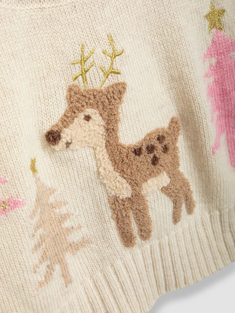 JoJo Maman Bébé Reindeer Christmas Reindeer Jumper - Image 3 of 4