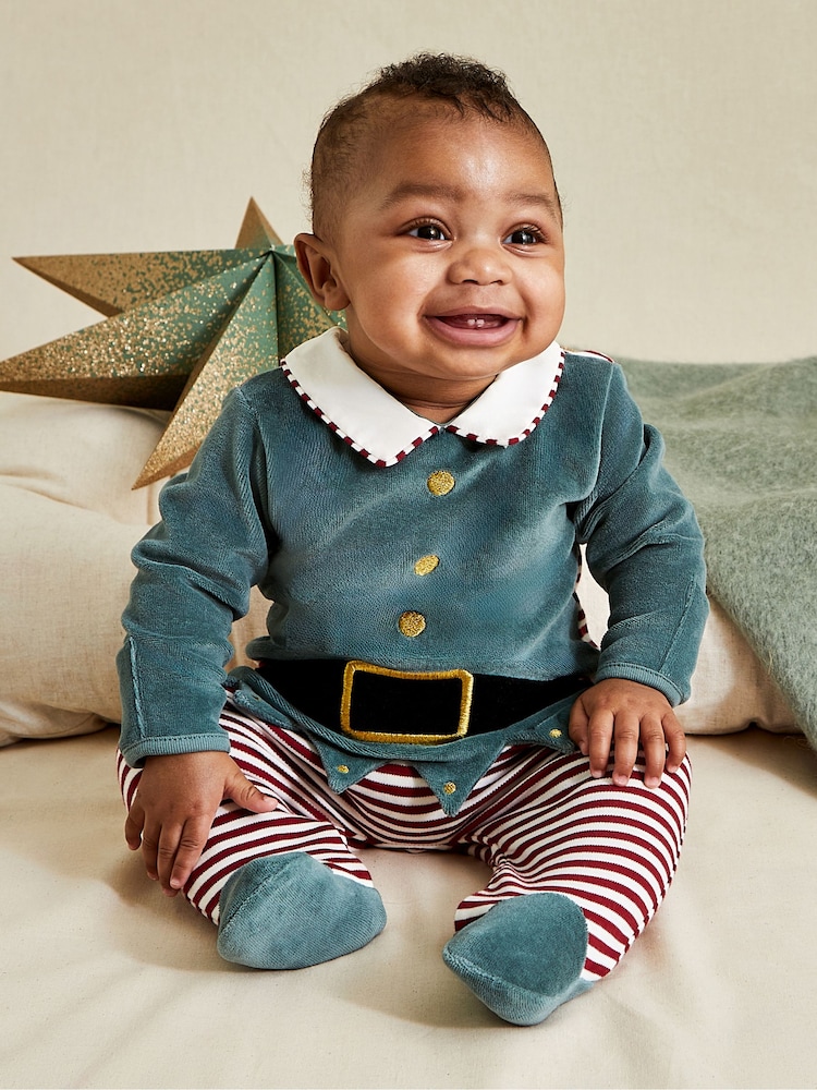 JoJo Maman Bébé Red Christmas Baby Elf Outfit Set 2 Piece - Image 3 of 4