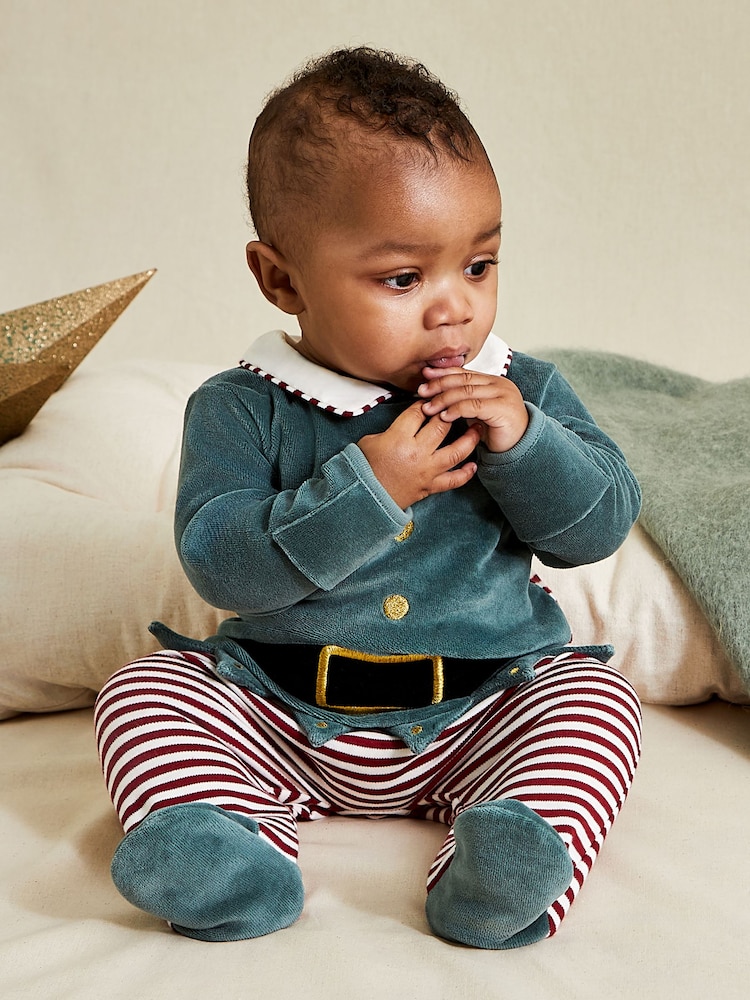 JoJo Maman Bébé Red Christmas Baby Elf Outfit Set 2 Piece - Image 4 of 4