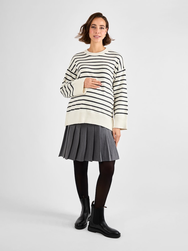 JoJo Maman Bébé Grey Maternity Pleated Mini Skirt - Image 1 of 4 JoJo Maman Bébé Grey Maternity Pleated Mini Skirt - Image 1 of 4