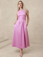 Banana Republic Pink Stretch Cotton Poplin Maxi Dress - Image 1 of 1