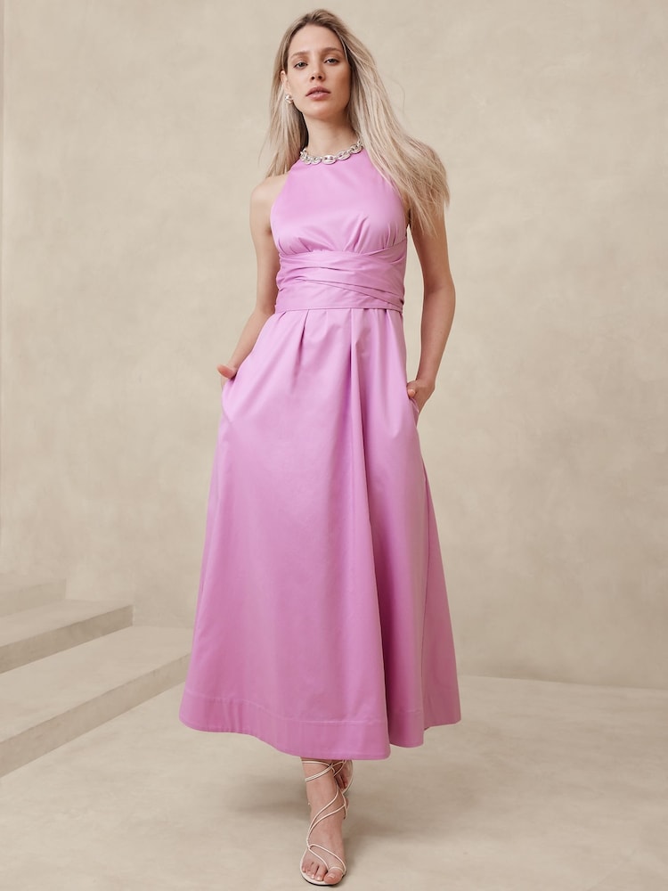 Banana Republic Pink Stretch Cotton Poplin Maxi Dress - Image 1 of 1