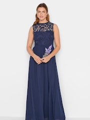 Long Tall Sally Blue Lace Detail Midaxi Dress - Image 1 of 3