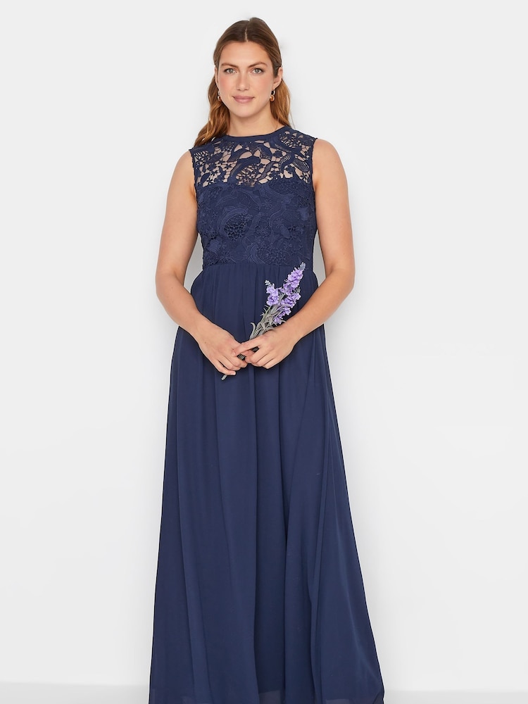 Long Tall Sally Blue Lace Detail Midaxi Dress - Image 1 of 3