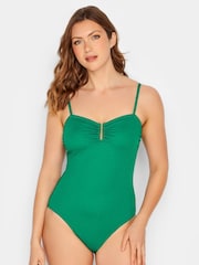 Long Tall Sally Green Textured Swimsuit - Image 1 of 5