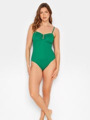 Long Tall Sally Green Textured Swimsuit - Image 3 of 5