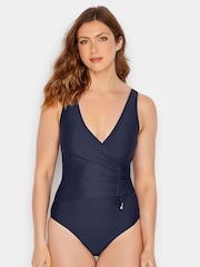 Long Tall Sally Blue Ruched Side Detail Swimsuit - Image 1 of 5