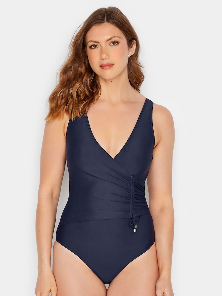 Long Tall Sally Blue Ruched Side Detail Swimsuit - Image 1 of 5