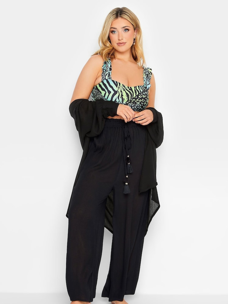Yours Curve Black Tassel Trousers - Image 2 of 4