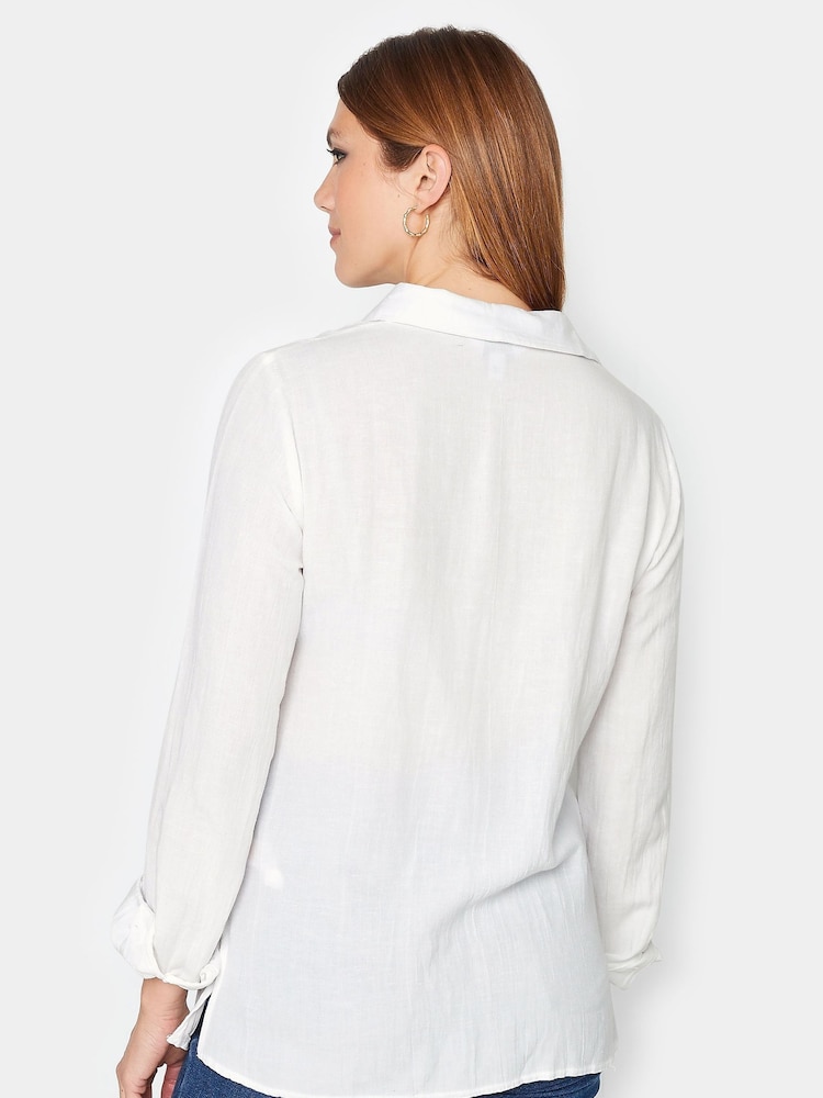 Long Tall Sally White Long Sleeve Linen Shirt - Image 2 of 4