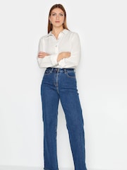 Long Tall Sally White Long Sleeve Linen Shirt - Image 3 of 4