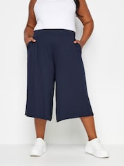 Yours Curve Blue Jersey Culottes - Image 2 of 5