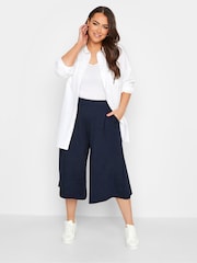 Yours Curve Blue Jersey Culottes - Image 3 of 5
