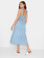 Long Tall Sally Blue 100% Cotton Shirred Tiered Dress - Image 2 of 4