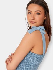 Long Tall Sally Blue 100% Cotton Shirred Tiered Dress - Image 4 of 4