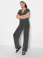 Long Tall Sally Black Spot Wrap Jumpsuit - Image 2 of 5