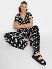 Long Tall Sally Black Spot Wrap Jumpsuit - Image 4 of 5
