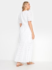 Long Tall Sally White 100% Cotton V-Neck Broderie Dress - Image 3 of 4