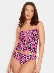 Long Tall Sally Pink Leopard Twist Front Tankini - Image 1 of 5