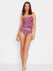 Long Tall Sally Pink Leopard Twist Front Tankini - Image 3 of 5