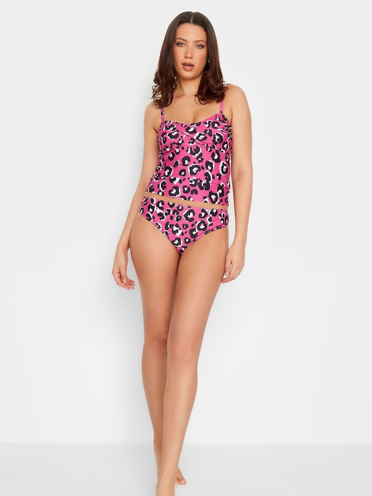 Long Tall Sally Pink Leopard Twist Front Tankini - Image 3 of 5