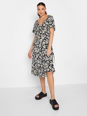 Long Tall Sally Black Daisy Print Wrap Dress - Image 1 of 4