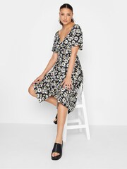 Long Tall Sally Black Daisy Print Wrap Dress - Image 2 of 4