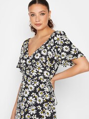 Long Tall Sally Black Daisy Print Wrap Dress - Image 4 of 4