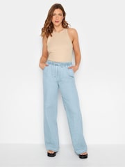 Long Tall Sally Blue Drawstring Wide Leg 100% Cotton Jeans - Image 2 of 3