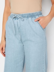 Long Tall Sally Blue Drawstring Wide Leg 100% Cotton Jeans - Image 3 of 3