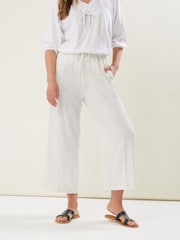 Long Tall Sally White Linen Blend Cropped Trousers - Image 1 of 4