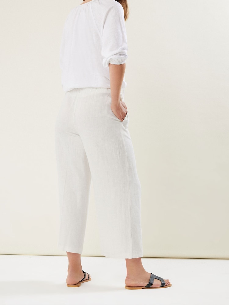 Long Tall Sally White Linen Blend Cropped Trousers - Image 2 of 4